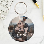 Love Photo Simple Key Ring<br><div class="desc">Simple keychain with your photo and modern handwritten font.</div>