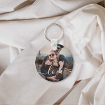 Love Photo Simple Key Ring<br><div class="desc">Simple keychain with your photo and modern handwritten font.</div>
