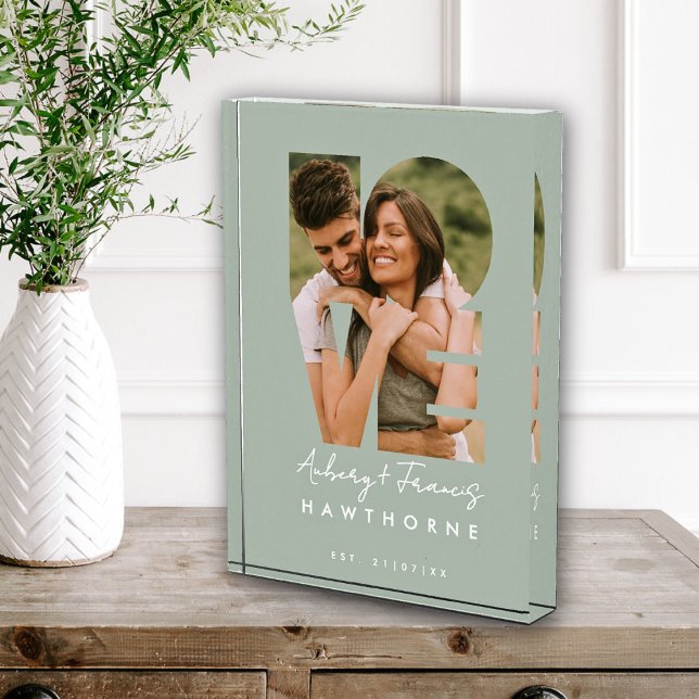Love Photo Simple Modern Personalised Gift Green Block (Creator Uploaded)
