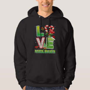 Love Physical Education Christmas Santa Hat Studen Hoodie