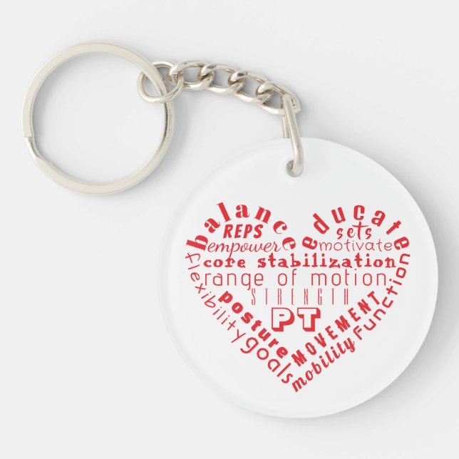 Love Physical Therapy Heart Word Art Key Ring (Front)