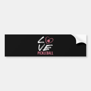 Love Pickleball Heart Pickle Ball Women Girls Kids Bumper Sticker