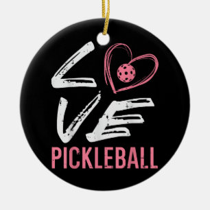 Love Pickleball Heart Pickle Ball Women Girls Kids Ceramic Tree Decoration