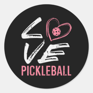 Love Pickleball Heart Pickle Ball Women Girls Kids Classic Round Sticker