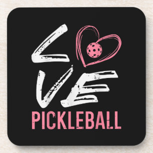 Love Pickleball Heart Pickle Ball Women Girls Kids Coaster