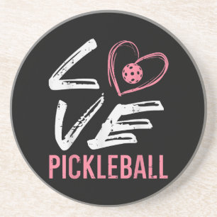 Love Pickleball Heart Pickle Ball Women Girls Kids Coaster