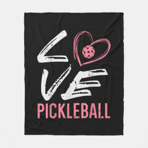 Love Pickleball Heart Pickle Ball Women Girls Kids Fleece Blanket