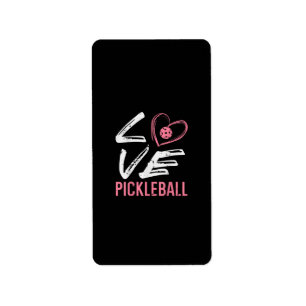 Love Pickleball Heart Pickle Ball Women Girls Kids Label