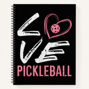 Love Pickleball Heart Pickle Ball Women Girls Kids Notebook