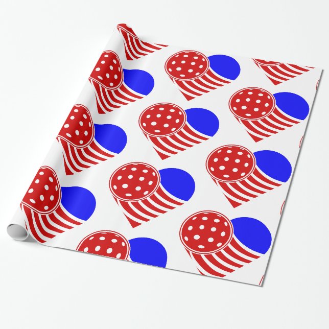 love pickleball heart wrapping paper (Unrolled)