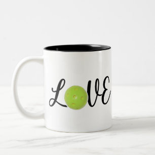 Love pickleball script Two-Tone coffee mug