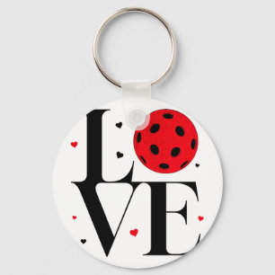 Love pickleball valentines day cute red heart key ring