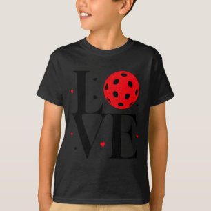 Love pickleball valentines day cute red heart T-Shirt