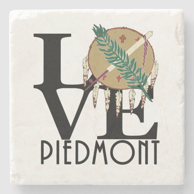 LOVE Piedmont Oklahoma Stone Coaster (Front)