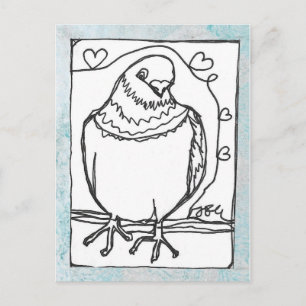Love Pigeon Postcard - Continuous Line Drawing 