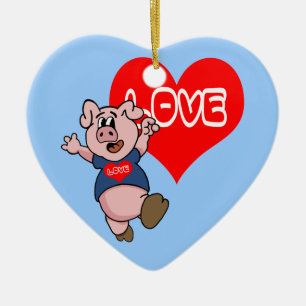Love Piggy Ceramic Tree Decoration