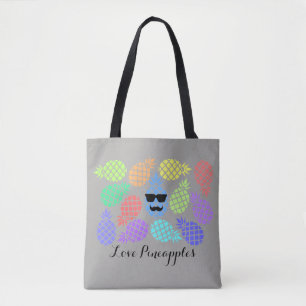 "Love Pineapples" Colourful Tote Bag