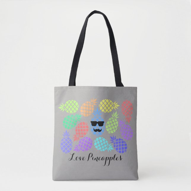 "Love Pineapples" Colourful Tote Bag (Front)