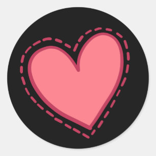 Love Pink And Black Heart - Wedding, Engagement Classic Round Sticker
