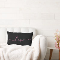 LOVE | Pink and Black Reversible Lumbar Pillow