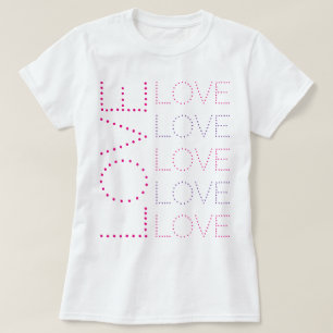 LOVE Pink And Lavender Chic Dotted Typography T-Shirt
