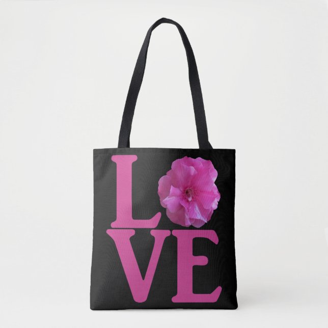 Love Pink Flower Classic Tote Bag (Front)