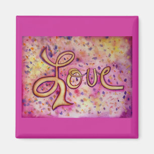 Love Pink Glamourous Art Inspirational Word Magnet
