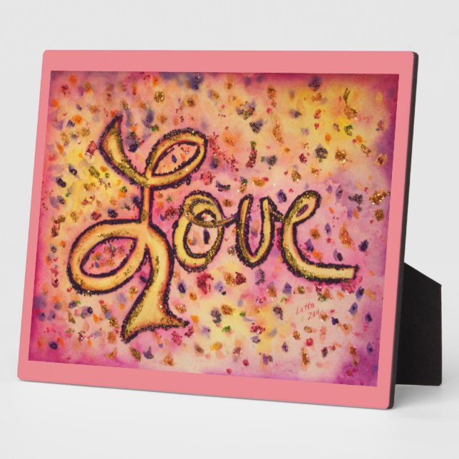 Love Pink Glamourous Glitter Painting Poem Plaque (Side)