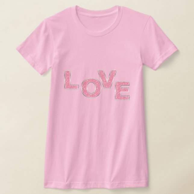 Love Pink Glitter T-Shirt (Laydown)