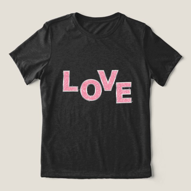 Love Pink Glitter Tri-Blend Shirt (Design Front)