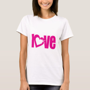 "love" pink heart text top