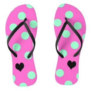 Love Pink & Mint Polka Dot Bridal Shower Party Jandals