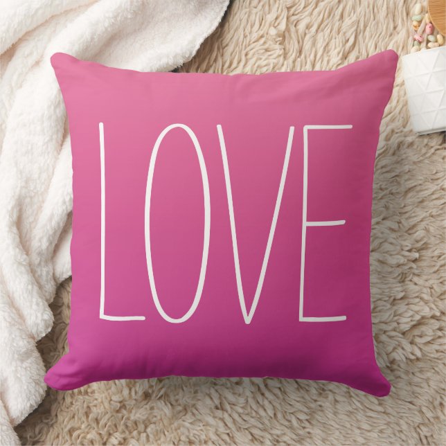 Love Pink Modern Simple Typography Cushion (Blanket)