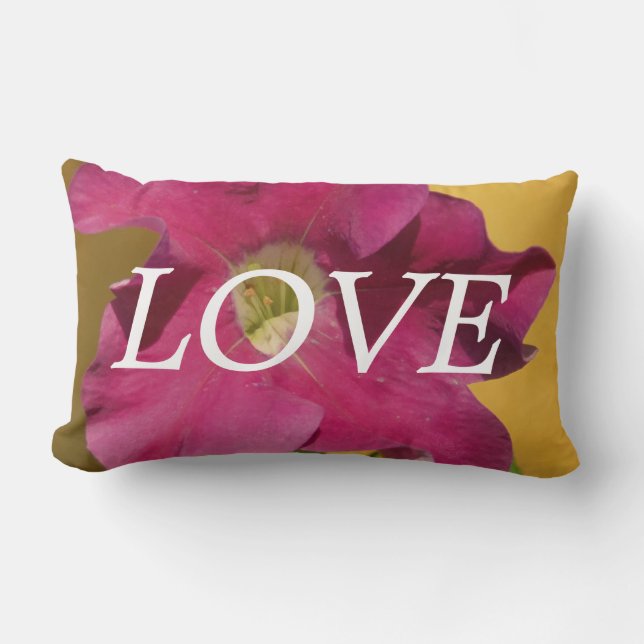 lOVE , Pink Purple Petunia, flowers inspiration Lumbar Cushion (Front)