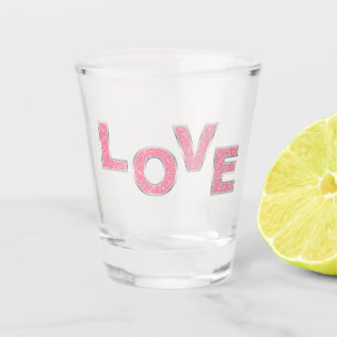 Love Pink Silver Glitter Shot Glass