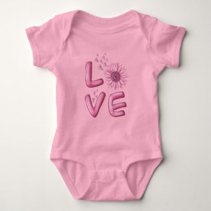 Love Pink Sunflower Baby Bodysuit