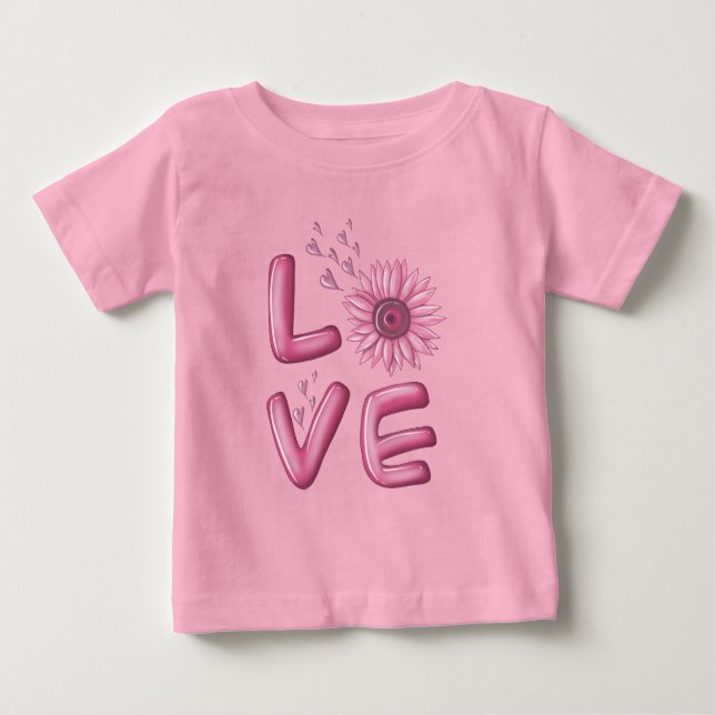 Love Pink Sunflower   Baby T-Shirt (Front)