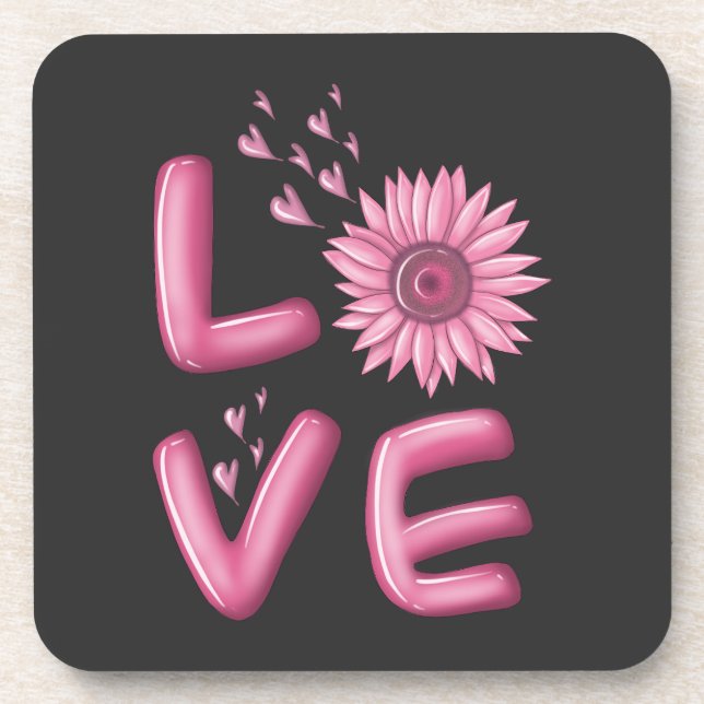 Love Pink Sunflower   Coaster (Front)