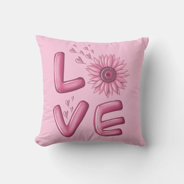 Love Pink Sunflower  Cushion (Front)