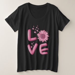 Love Pink Sunflower Womens  Plus Size T-Shirt