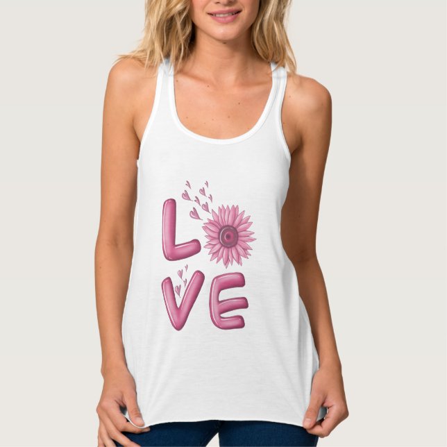 Love Pink Sunflower Womens   Singlet (Front)