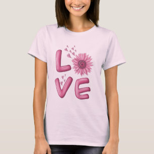 Love Pink Sunflower Womens  T-Shirt