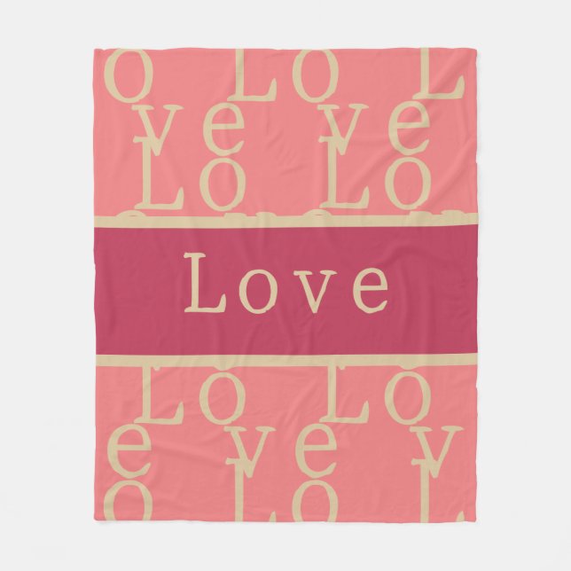 Love Pink Typography Pattern Fleece Blanket (Front)