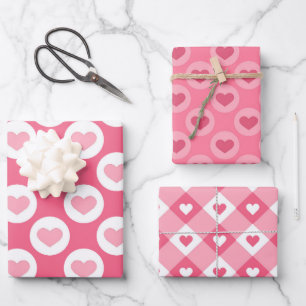 Love Pink Valentines Hearts Pattern  Wrapping Paper Sheet