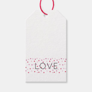 Love Pink Watercolor Dots Valentine Wedding Baby Gift Tags