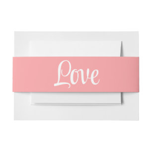 Love Pink White Wedding Invitation Belly Band