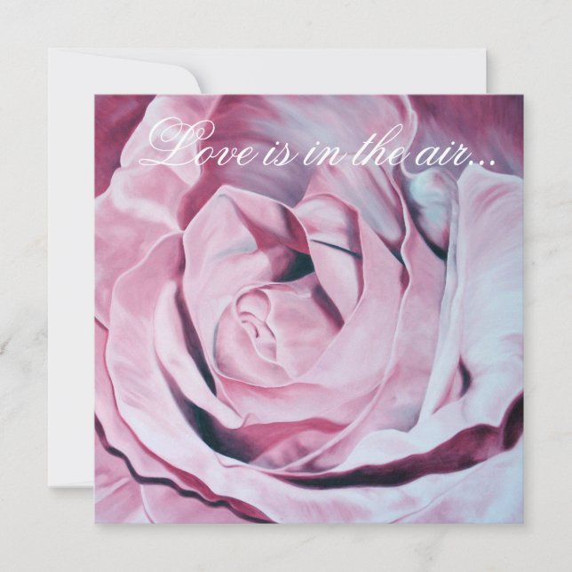 Love pinks roses elegant wedding invites (Front)