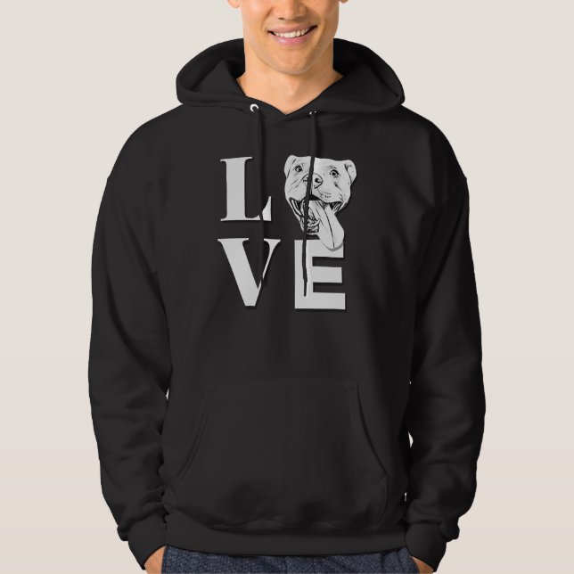Love Pit Bulls Designer Pitbull L O V E Hoodie (Front)