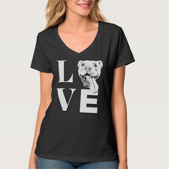 Love Pit Bulls Designer Pitbull L O V E T-Shirt (Front)