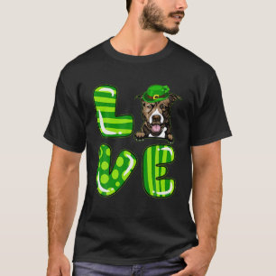 Love Pitbull Lucky Clover Shamrock St Patrick's Da T-Shirt